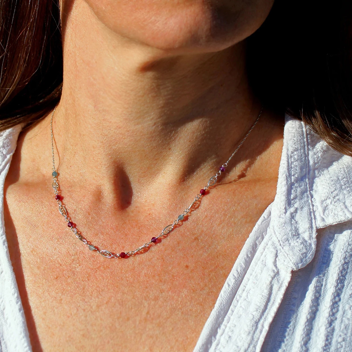 Custom Birthstone Necklace for Mom