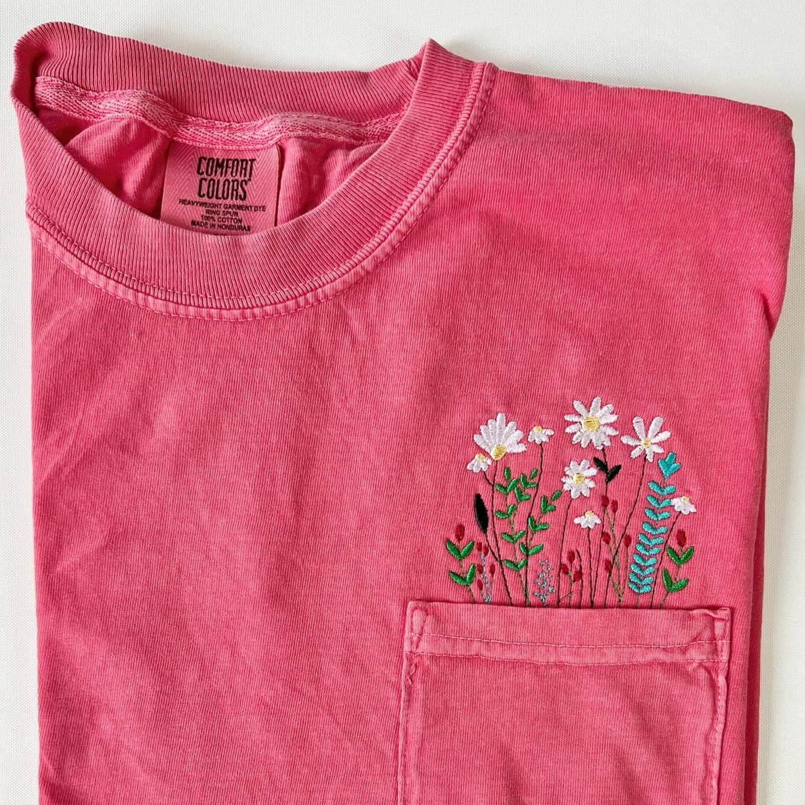 Embroidered Crewneck Wildflower Pocket T-shirt