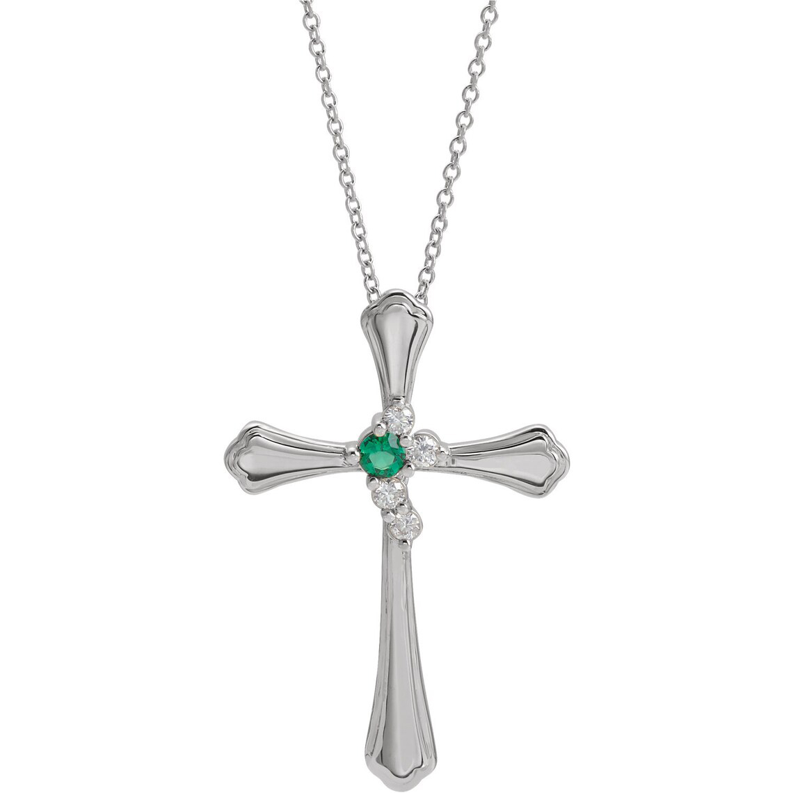 Cross Family Birthstone Pendant Mother's Necklace