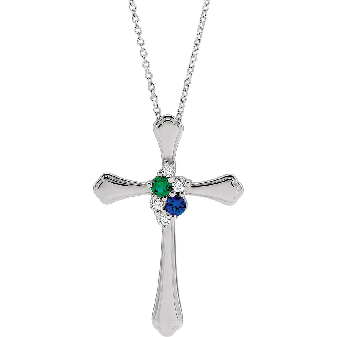 Cross Family Birthstone Pendant Mother's Necklace